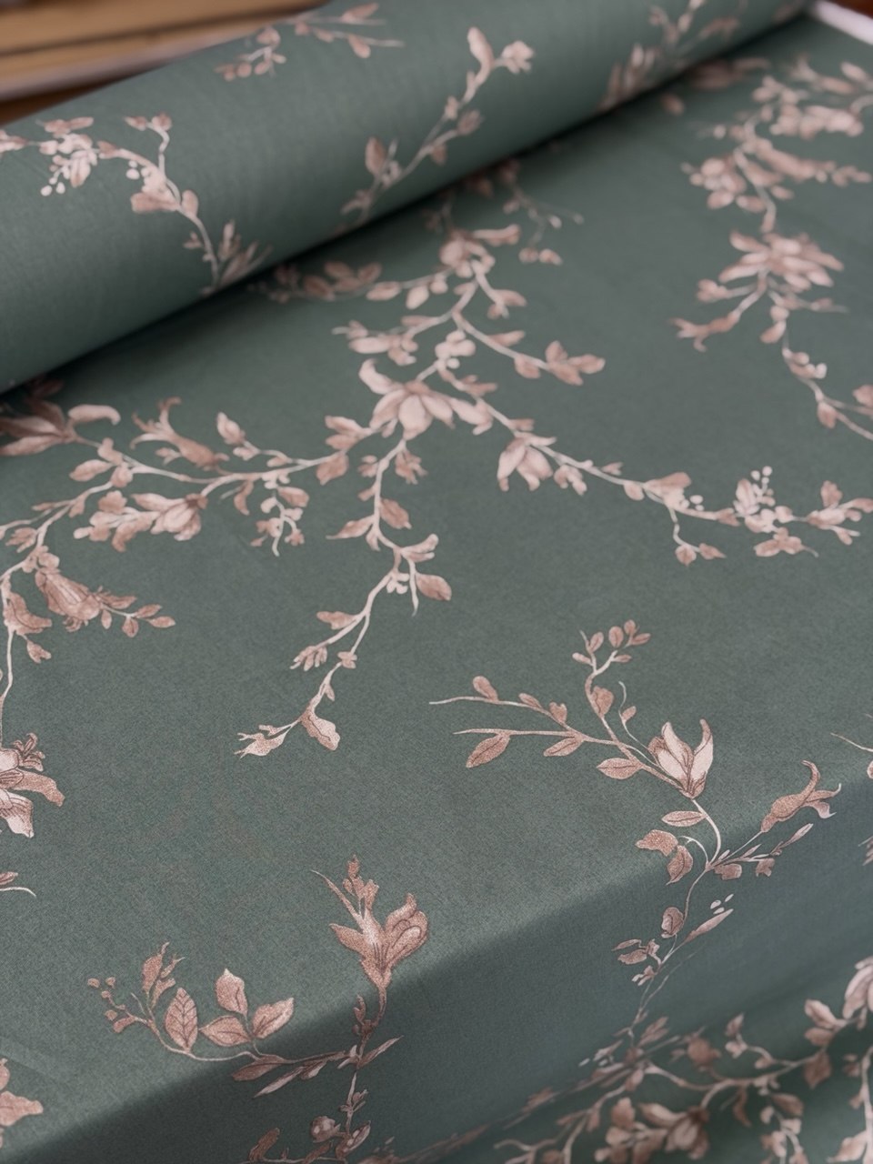 پارچه ملحفه‌ای فیلور طرح پاریس سبز عرض ۲/۴۰ نخ‌پنبه ضدحساسیت